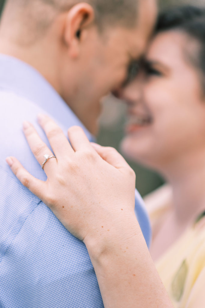 spring garden engagement portraits