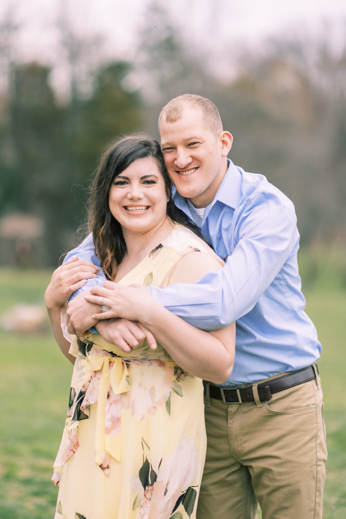 spring garden engagement portraits