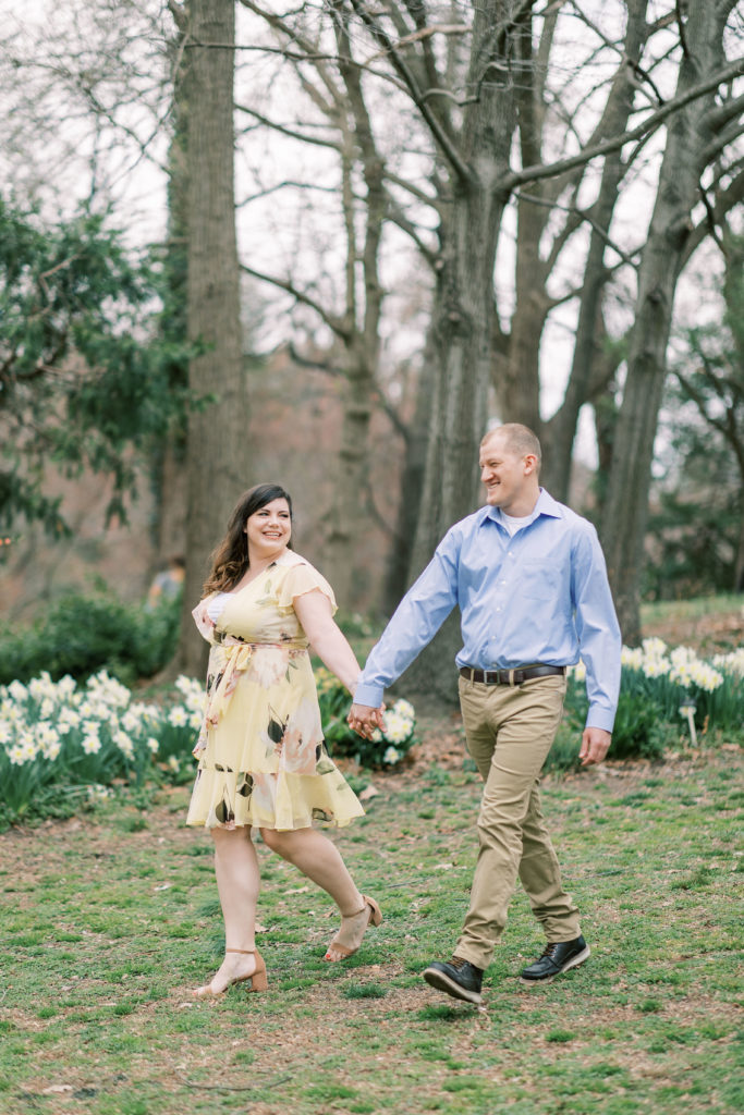 spring garden engagement portraits