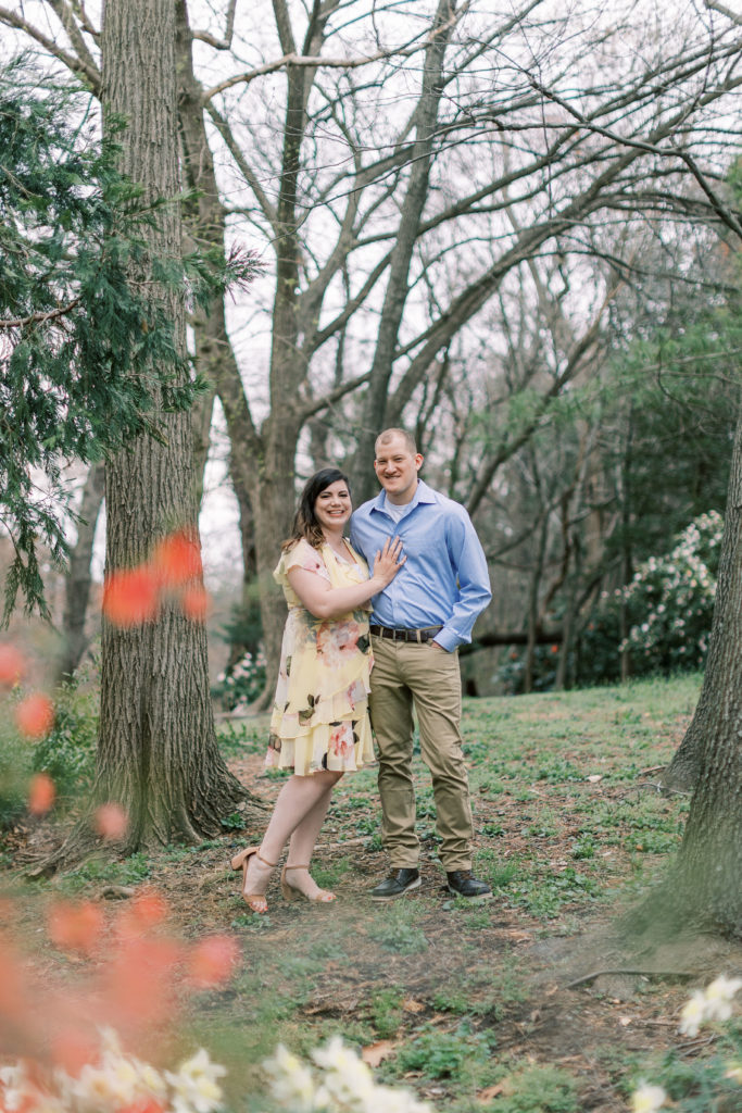 spring garden engagement portraits