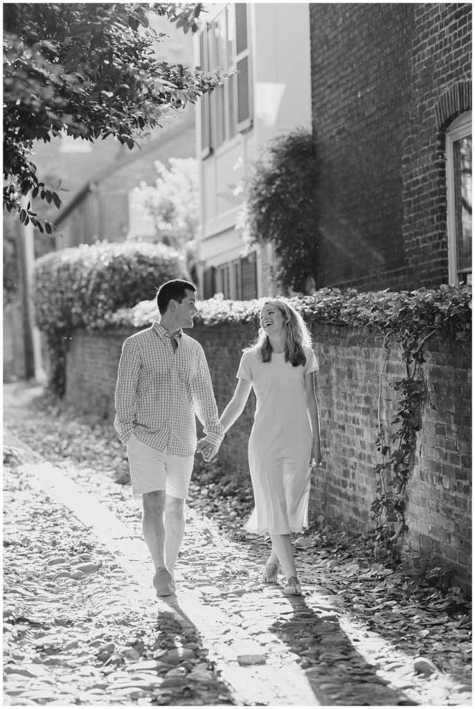 old town engagement portraits