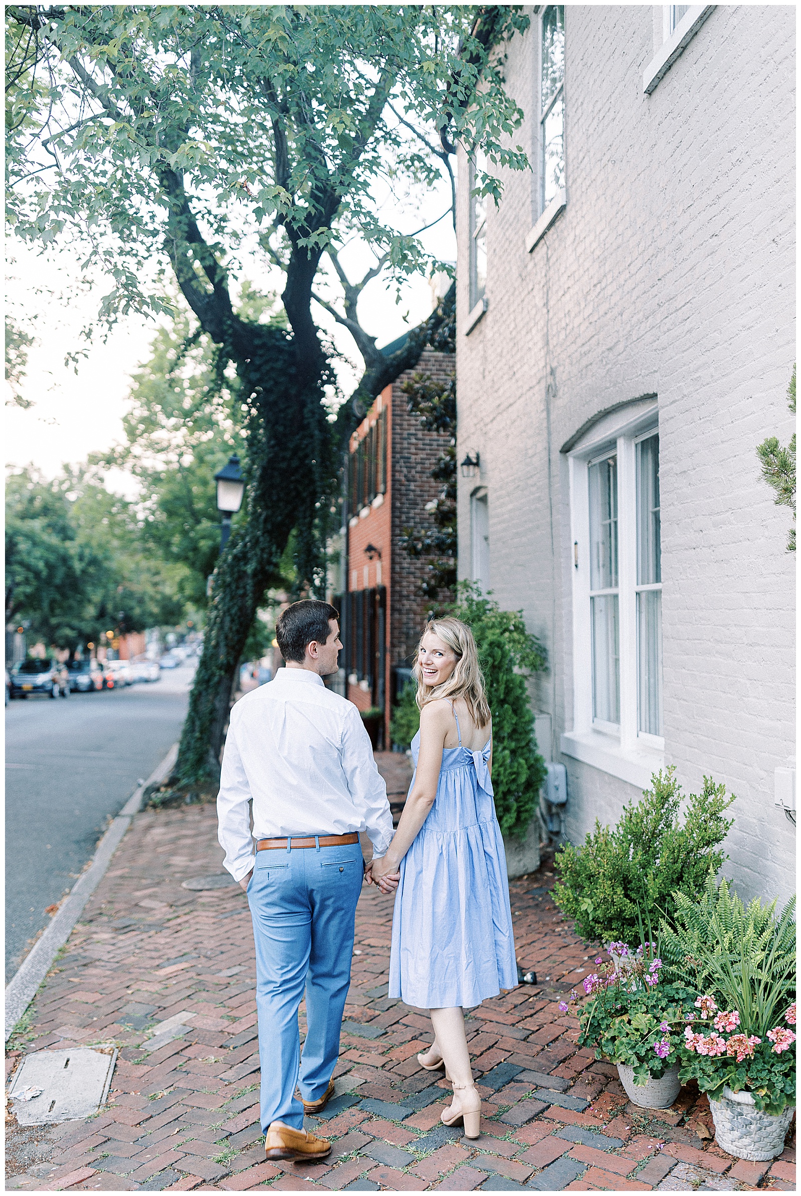 old town engagement portraits