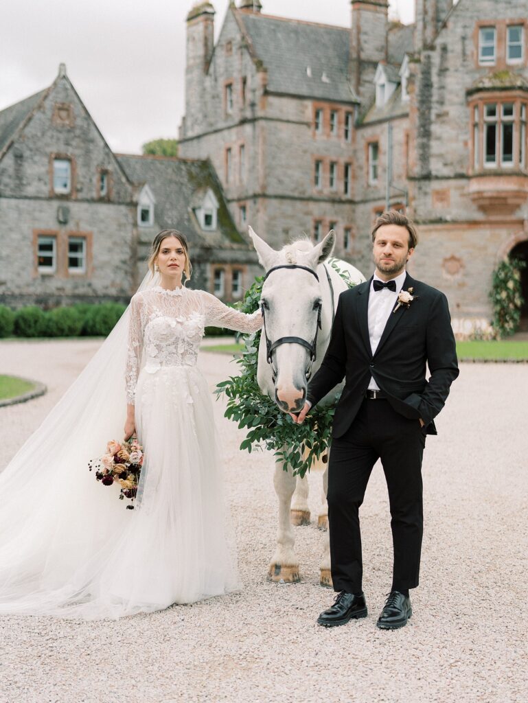 Intimate wedding in castle in Ireland