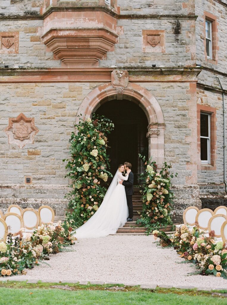 Intimate wedding in castle in Ireland