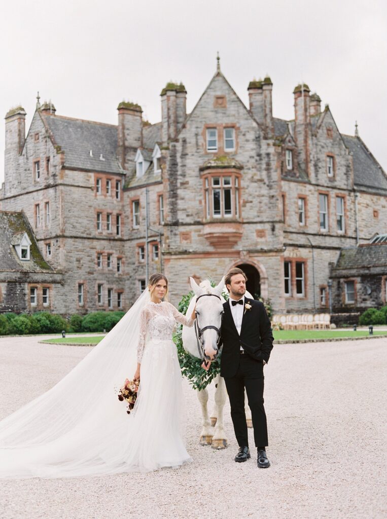 Intimate wedding in castle in Ireland