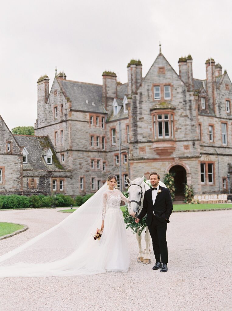 Intimate wedding in castle in Ireland